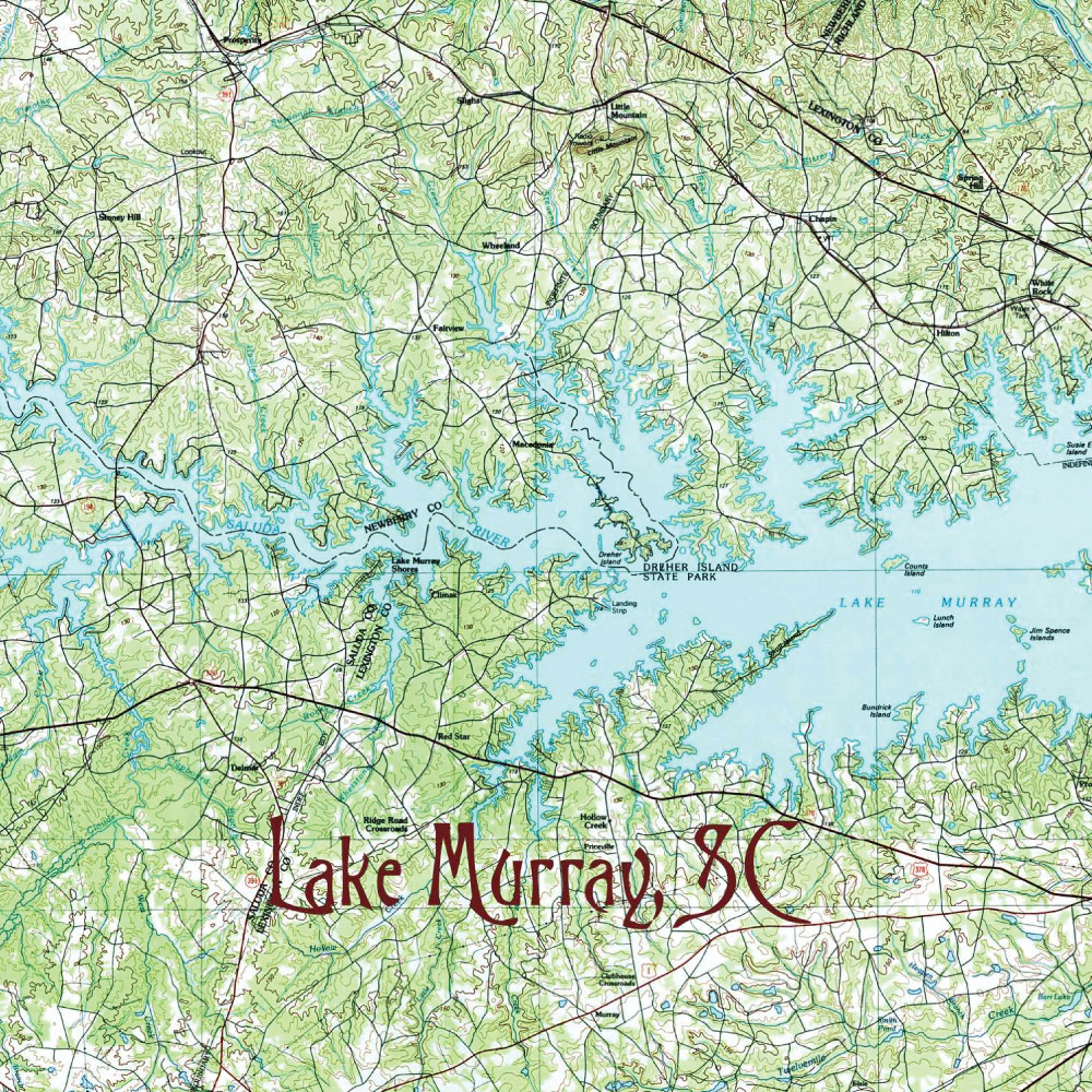 Lake Murray Map Canvas